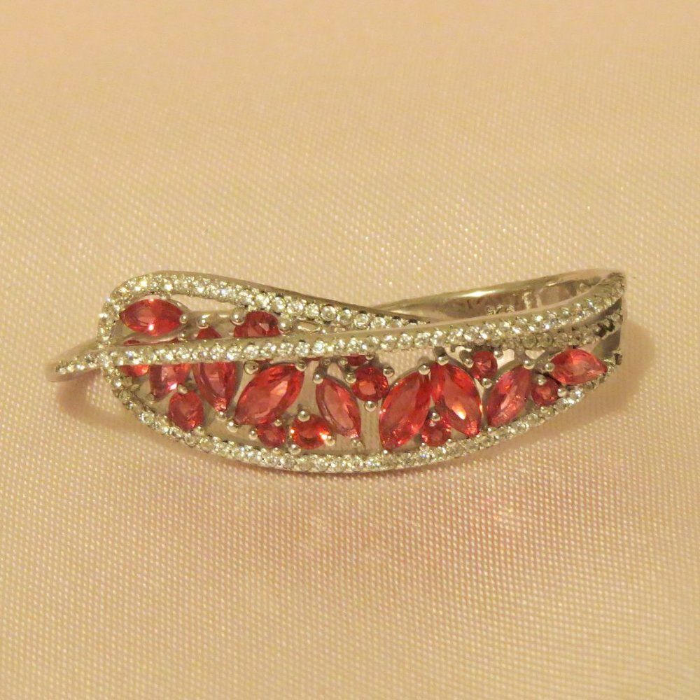 Double Ring Sterling Silver Cz Size 5-4